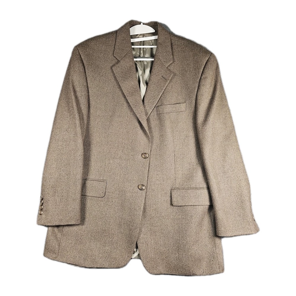 LRL Ralph Lauren Men's 44 Lambswool Tweed Blazer Brown Tooth Over Check Sport Co